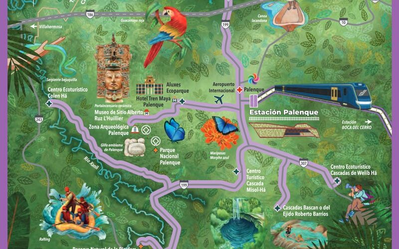 En la Gran Guia Tren Maya quedaron plasmados las zonas arqueológicas, ciudades históricas, pueblos mágicos, reservas naturales y parques ecológicos