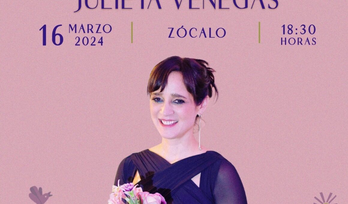 Julieta Venegas se presentará en el Zócalo de la Ciudad de México el sábado 16 de marzo a las 18:30 horas como parte Tiempo de Mujeres