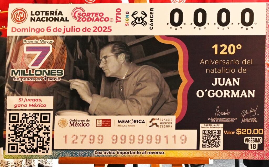 Con Premio Mayor de 7 mdp, difunden vida de Juan O'Gorman 6 Premio mayor lotería nacional Juan O'Gorman sorteos