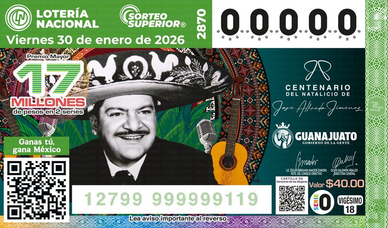 José Alfredo Jiménez, un cachito del rey de la música ranchera 7 Dedican a José Alfredo Jiménez Sorteo de la Lotería